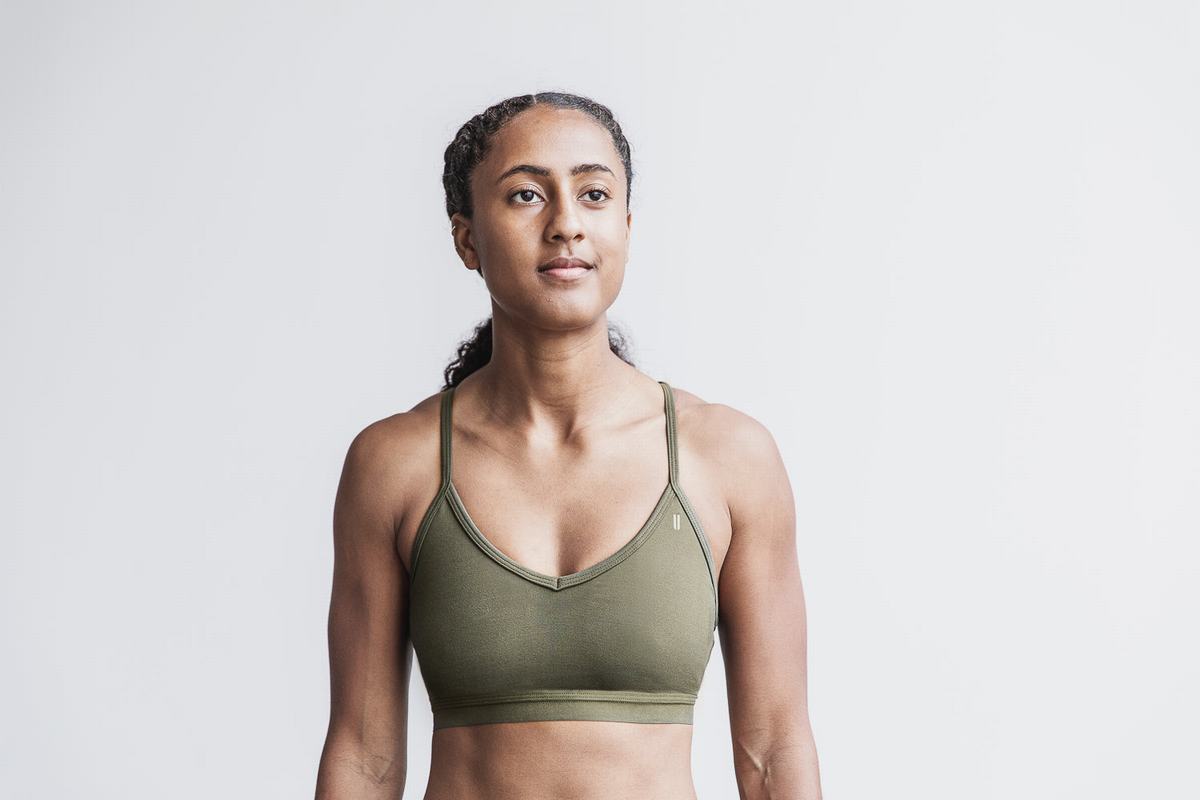 Nobull V-Neck Matte Women\'s Sports Bras Green | Australia (FB4169)